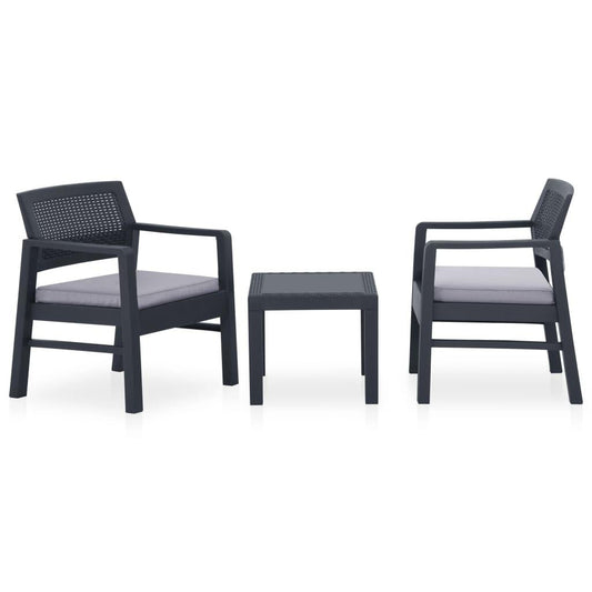 3-tlg. Garten-Lounge-Set mit Auflagen Kunststoff Grau - Pazzar.ch