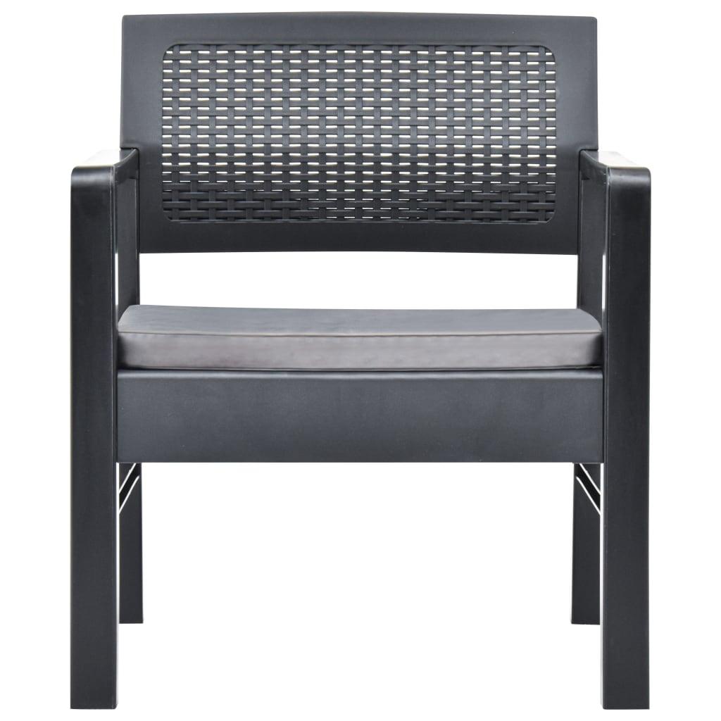 3-tlg. Garten-Lounge-Set mit Auflagen Kunststoff Grau - Pazzar.ch