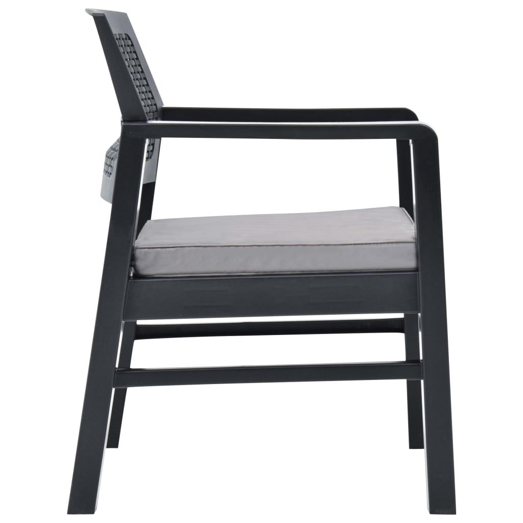 3-tlg. Garten-Lounge-Set mit Auflagen Kunststoff Grau - Pazzar.ch
