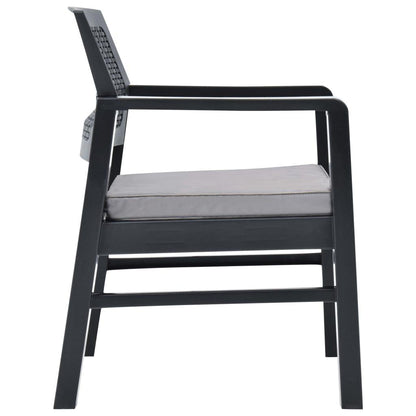 3-tlg. Garten-Lounge-Set mit Auflagen Kunststoff Grau - Pazzar.ch