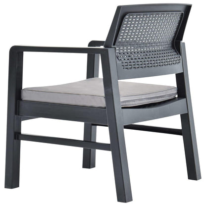 3-tlg. Garten-Lounge-Set mit Auflagen Kunststoff Grau - Pazzar.ch