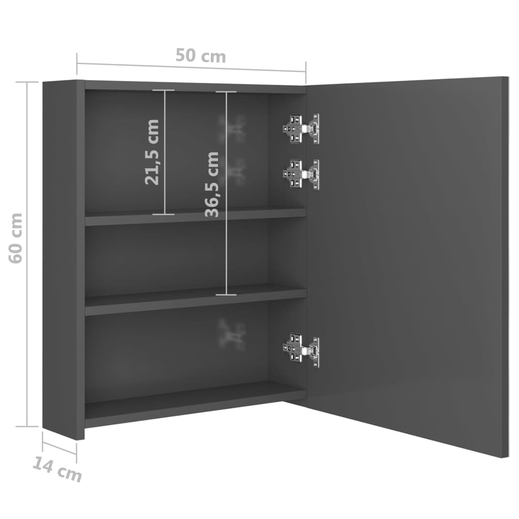 LED-Spiegelschrank fürs Bad Glänzend Grau 50x14x60 cm - Pazzar.ch