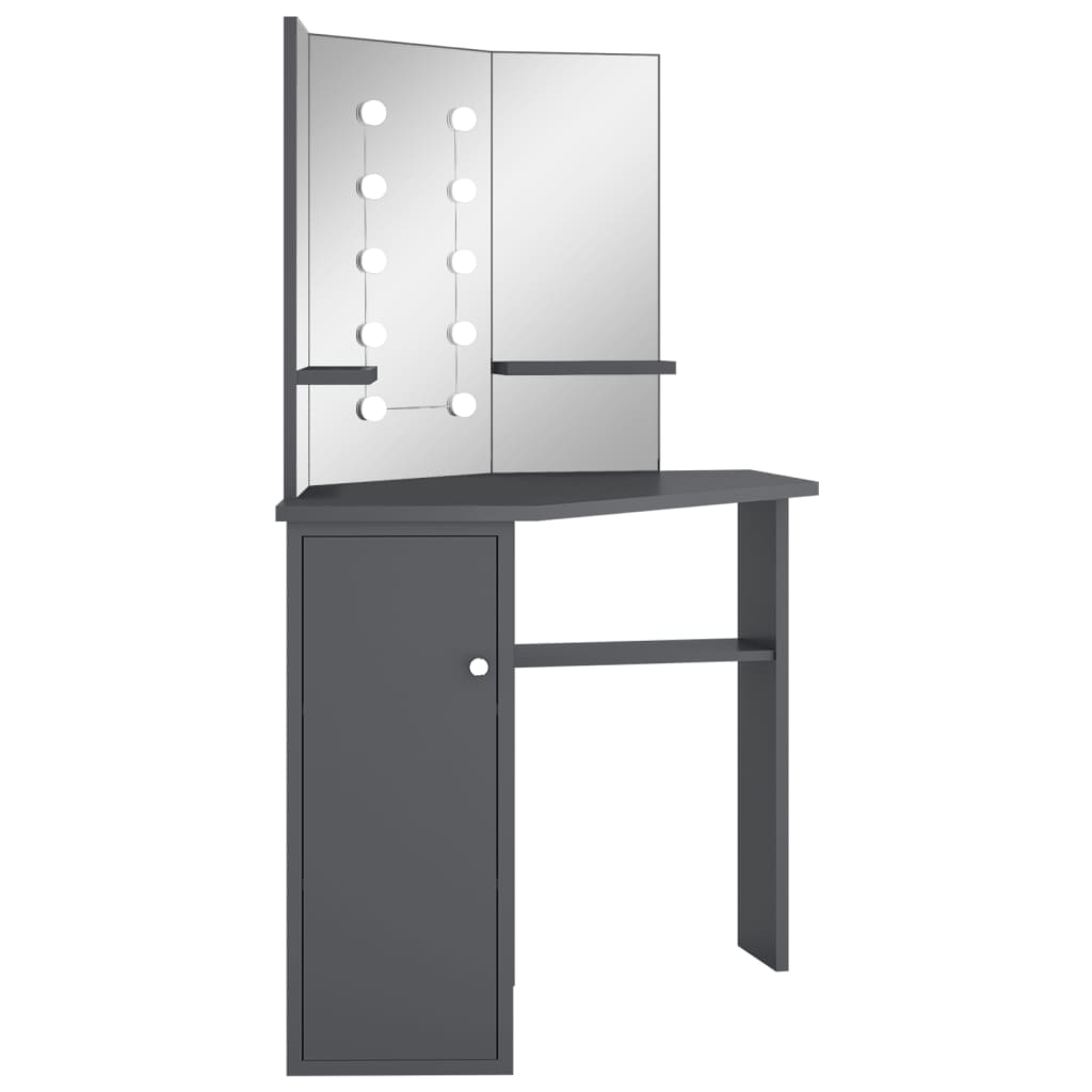 Eck-Schminktisch mit LED Grau 111x54x141,5 cm - Pazzar.ch