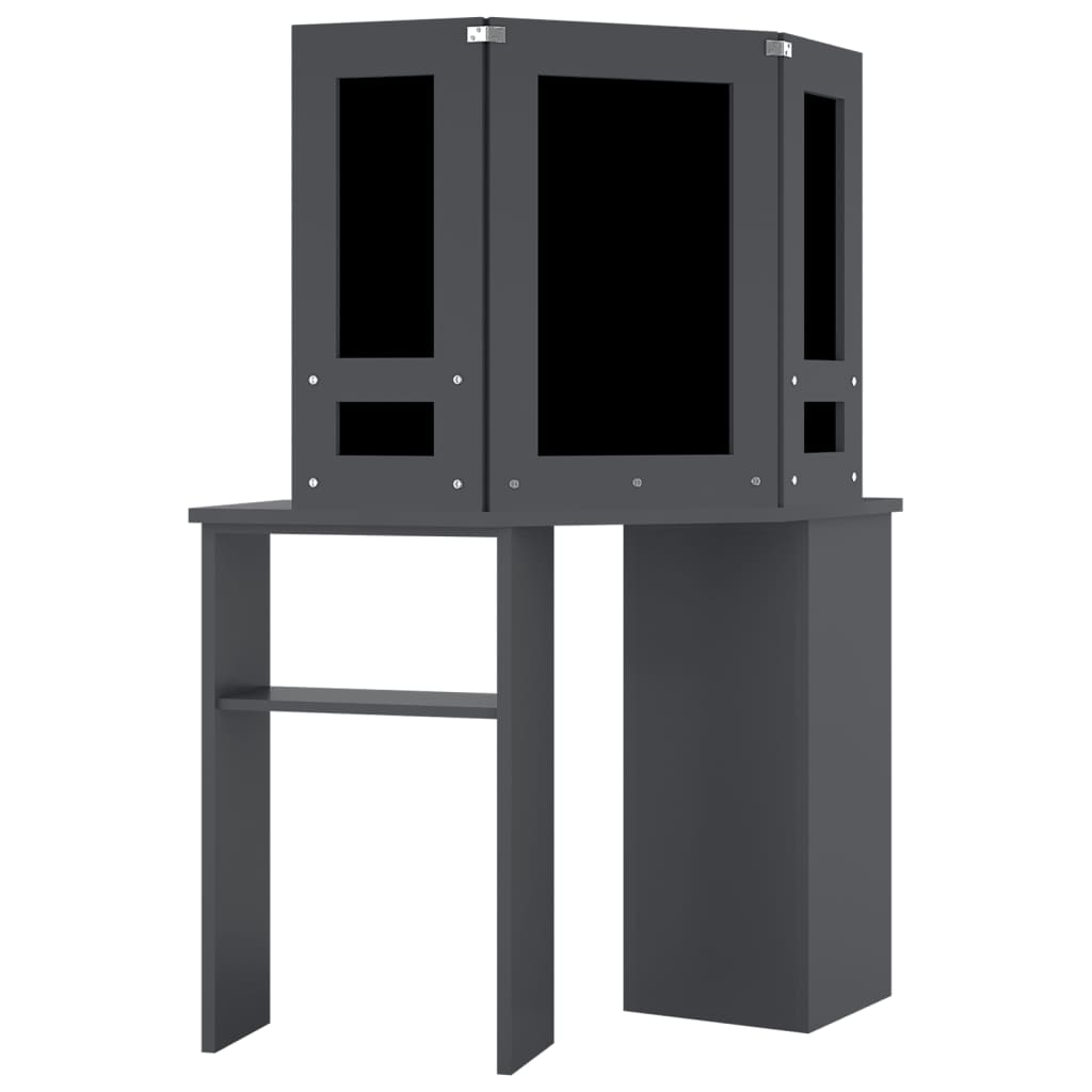 Eck-Schminktisch mit LED Grau 111x54x141,5 cm - Pazzar.ch