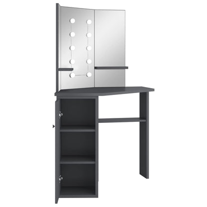 Eck-Schminktisch mit LED Grau 111x54x141,5 cm - Pazzar.ch