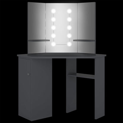 Eck-Schminktisch mit LED Grau 111x54x141,5 cm - Pazzar.ch
