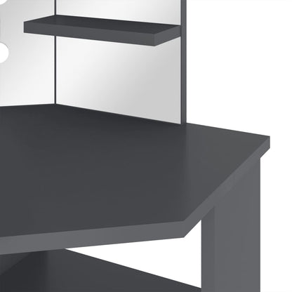 Eck-Schminktisch mit LED Grau 111x54x141,5 cm - Pazzar.ch