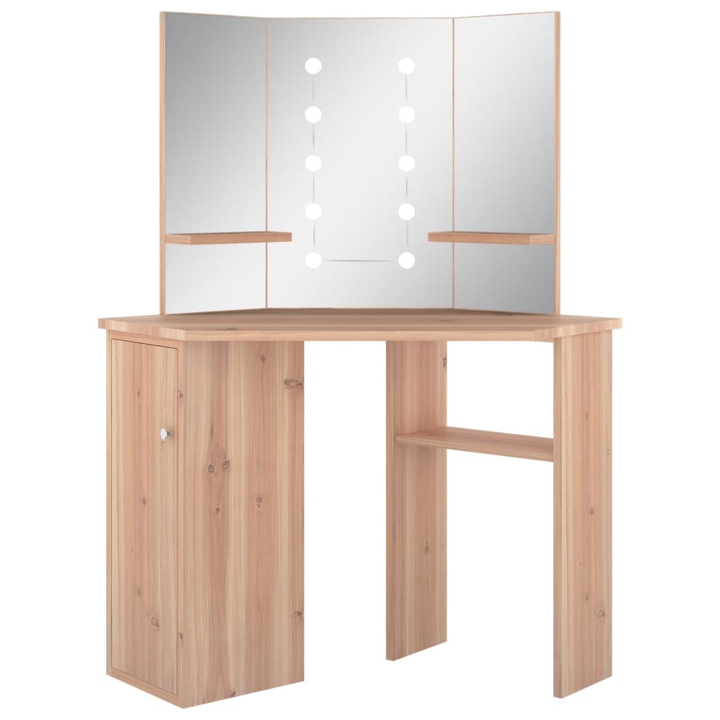 Eck-Schminktisch mit LED Eichen-Optik 111x54x141,5 cm - Pazzar.ch
