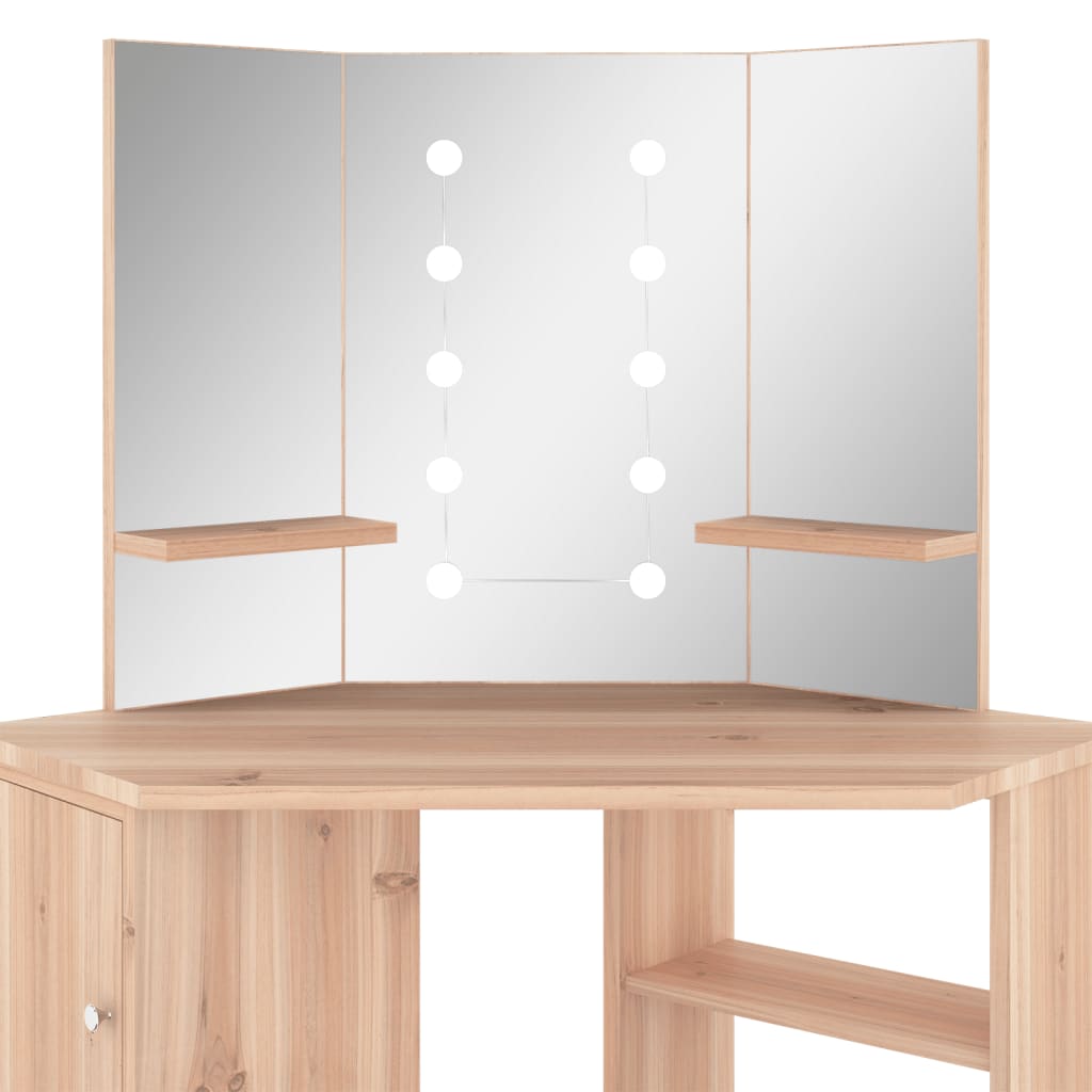 Eck-Schminktisch mit LED Eichen-Optik 111x54x141,5 cm - Pazzar.ch
