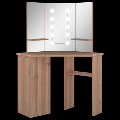 Eck-Schminktisch mit LED Eichen-Optik 111x54x141,5 cm - Pazzar.ch