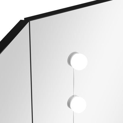 Eck-Schminktisch mit LED Schwarz 111x54x141,5 cm - Pazzar.ch