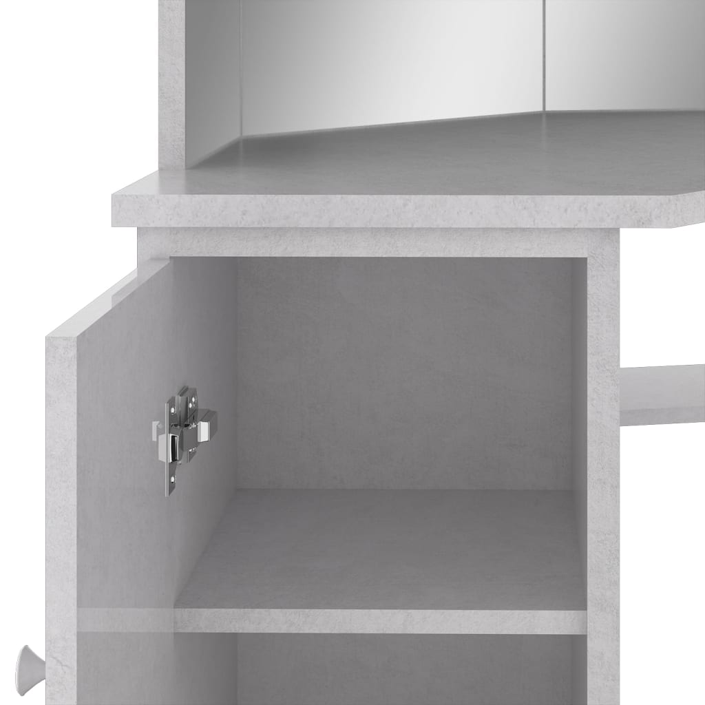 Eck-Schminktisch mit LED Betongrau 111x54x141,5 cm - Pazzar.ch