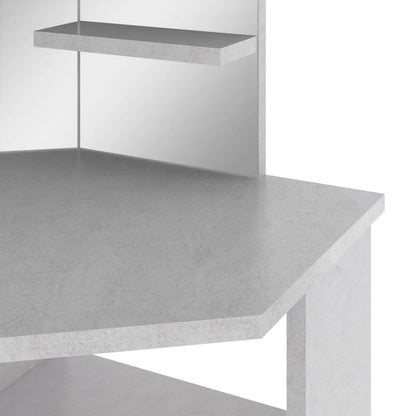 Eck-Schminktisch mit LED Betongrau 111x54x141,5 cm - Pazzar.ch
