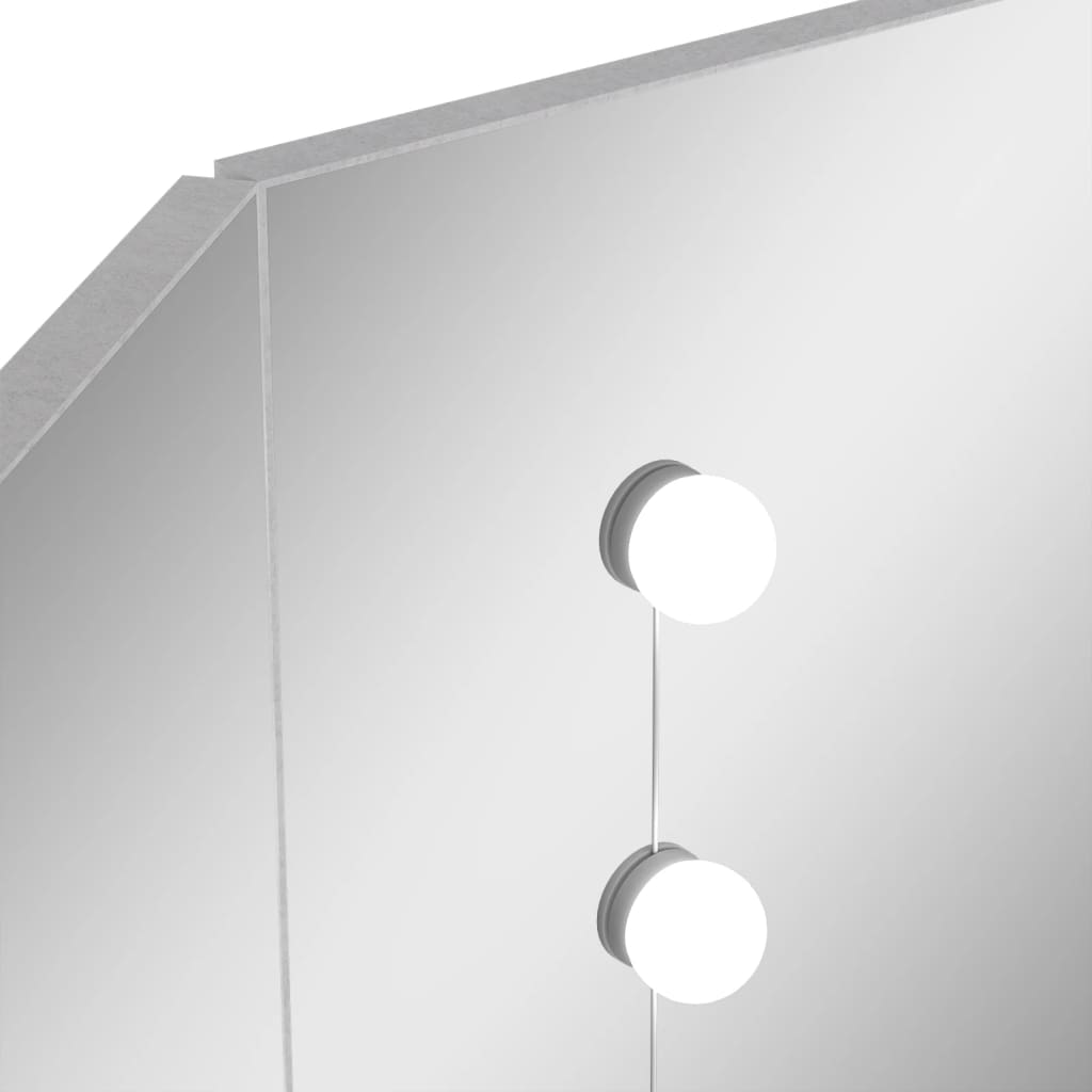 Eck-Schminktisch mit LED Betongrau 111x54x141,5 cm - Pazzar.ch