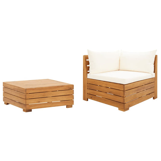 2-tlg. Garten-Lounge-Set mit Kissen Massivholz Akazie - Pazzar.ch