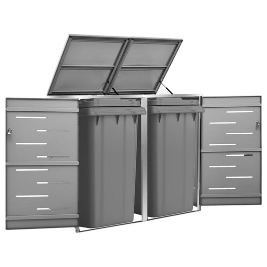 Mülltonnenbox für 2 Tonnen 138x77,5x112,5 cm Edelstahl - Pazzar.ch