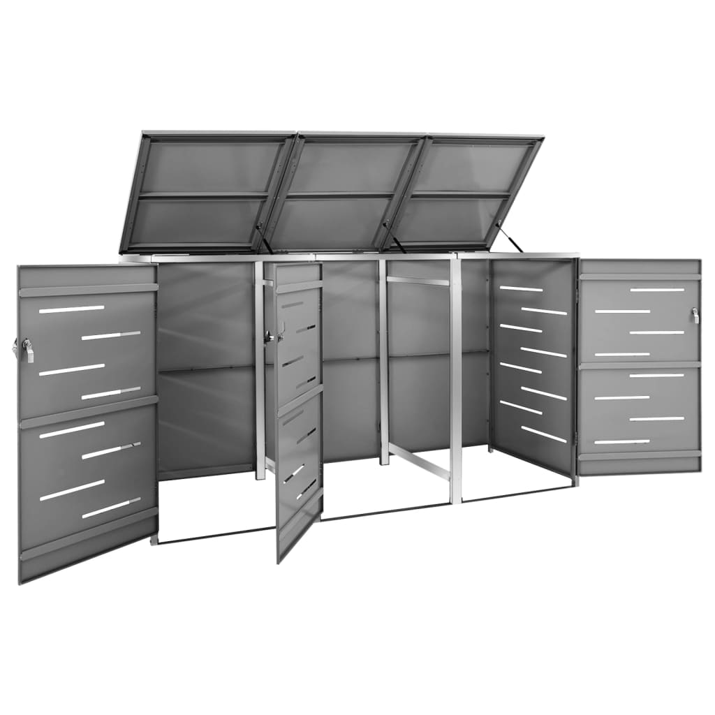Mülltonnenbox für 3 Tonnen 207x77,5x112,5 cm Edelstahl - Pazzar.ch