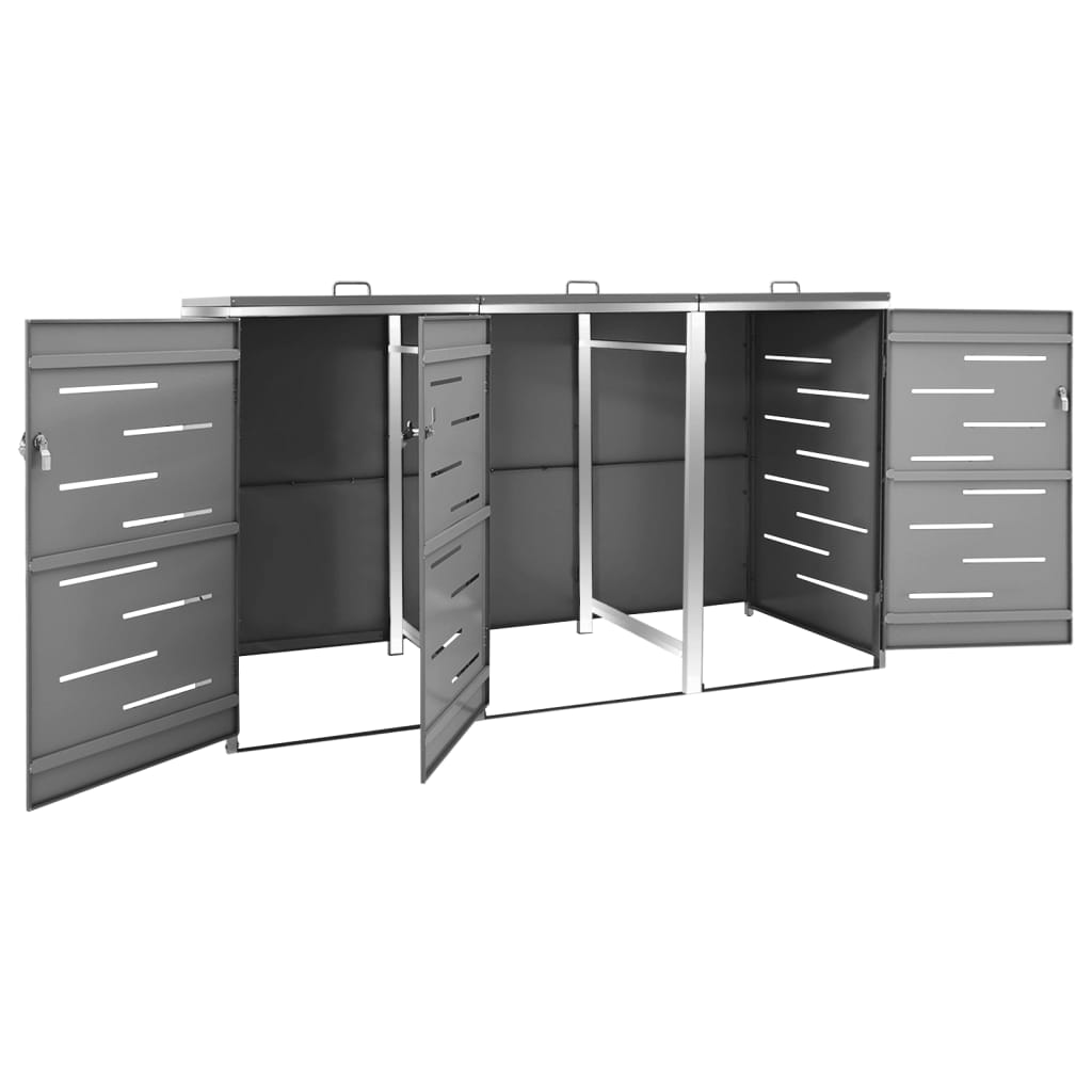 Mülltonnenbox für 3 Tonnen 207x77,5x112,5 cm Edelstahl - Pazzar.ch