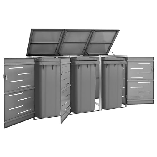 Mülltonnenbox für 3 Tonnen 207x77,5x112,5 cm Edelstahl - Pazzar.ch