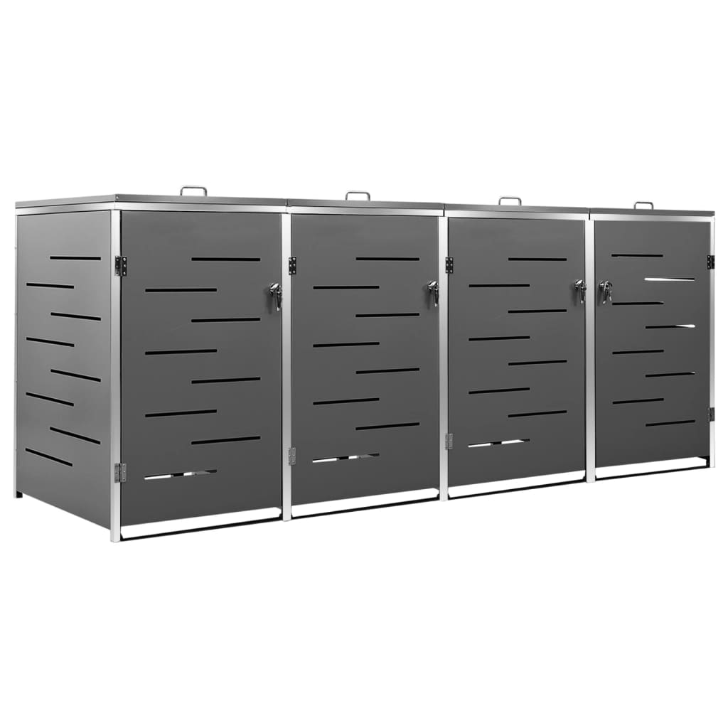Mülltonnenbox für 4 Tonnen 276,5x77,5x112,5 cm Edelstahl - Pazzar.ch