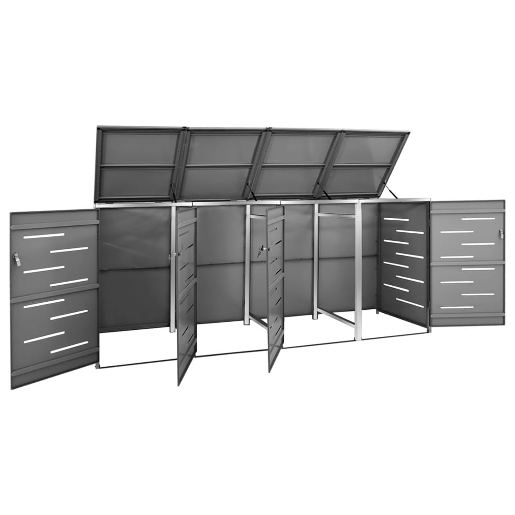 Mülltonnenbox für 4 Tonnen 276,5x77,5x112,5 cm Edelstahl - Pazzar.ch