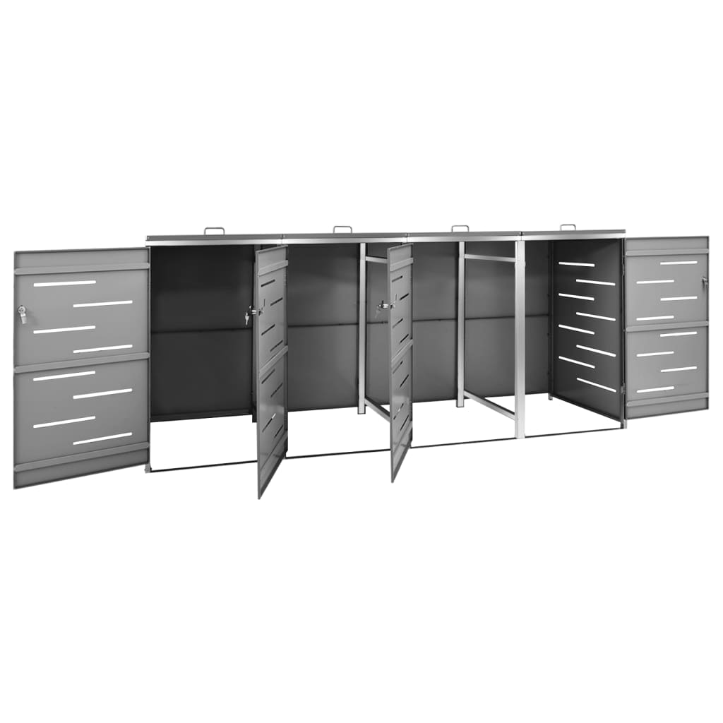 Mülltonnenbox für 4 Tonnen 276,5x77,5x112,5 cm Edelstahl - Pazzar.ch
