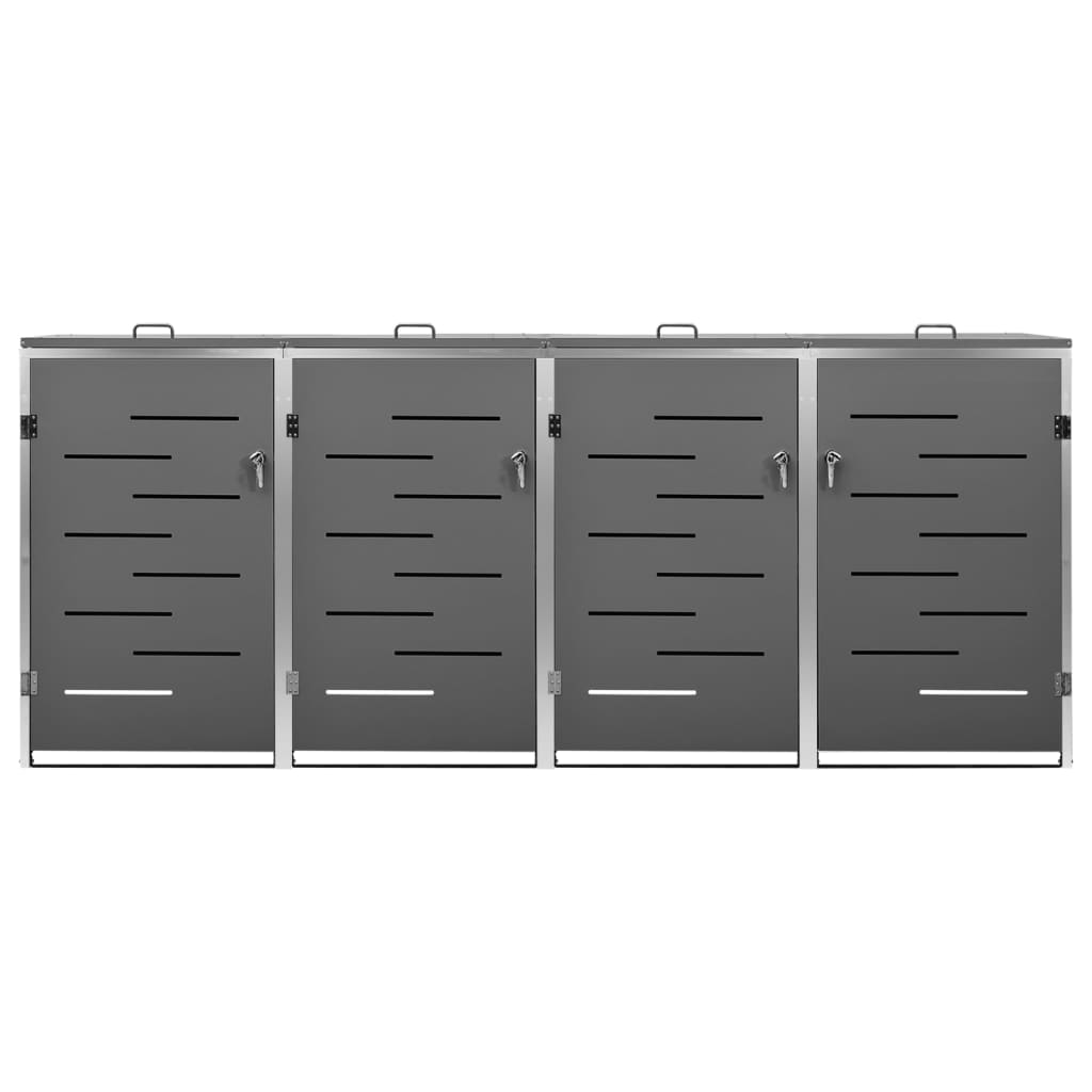 Mülltonnenbox für 4 Tonnen 276,5x77,5x112,5 cm Edelstahl - Pazzar.ch