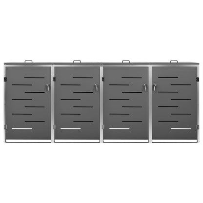 Mülltonnenbox für 4 Tonnen 276,5x77,5x112,5 cm Edelstahl - Pazzar.ch