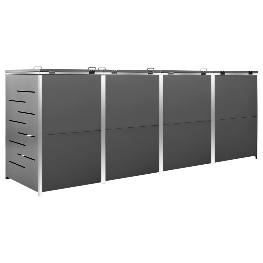 Mülltonnenbox für 4 Tonnen 276,5x77,5x112,5 cm Edelstahl - Pazzar.ch