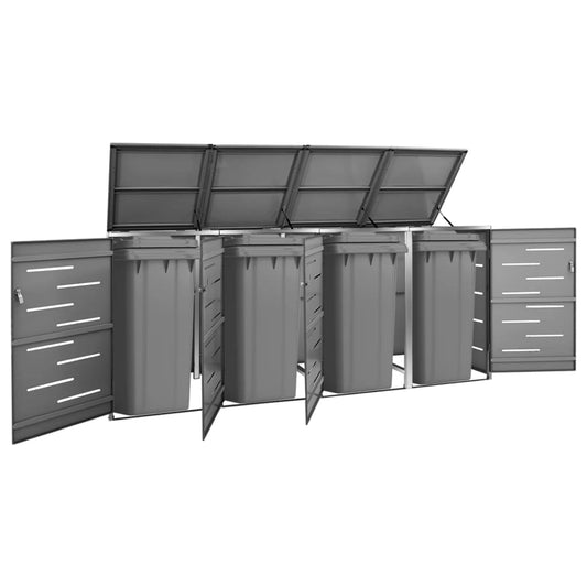 Mülltonnenbox für 4 Tonnen 276,5x77,5x112,5 cm Edelstahl - Pazzar.ch