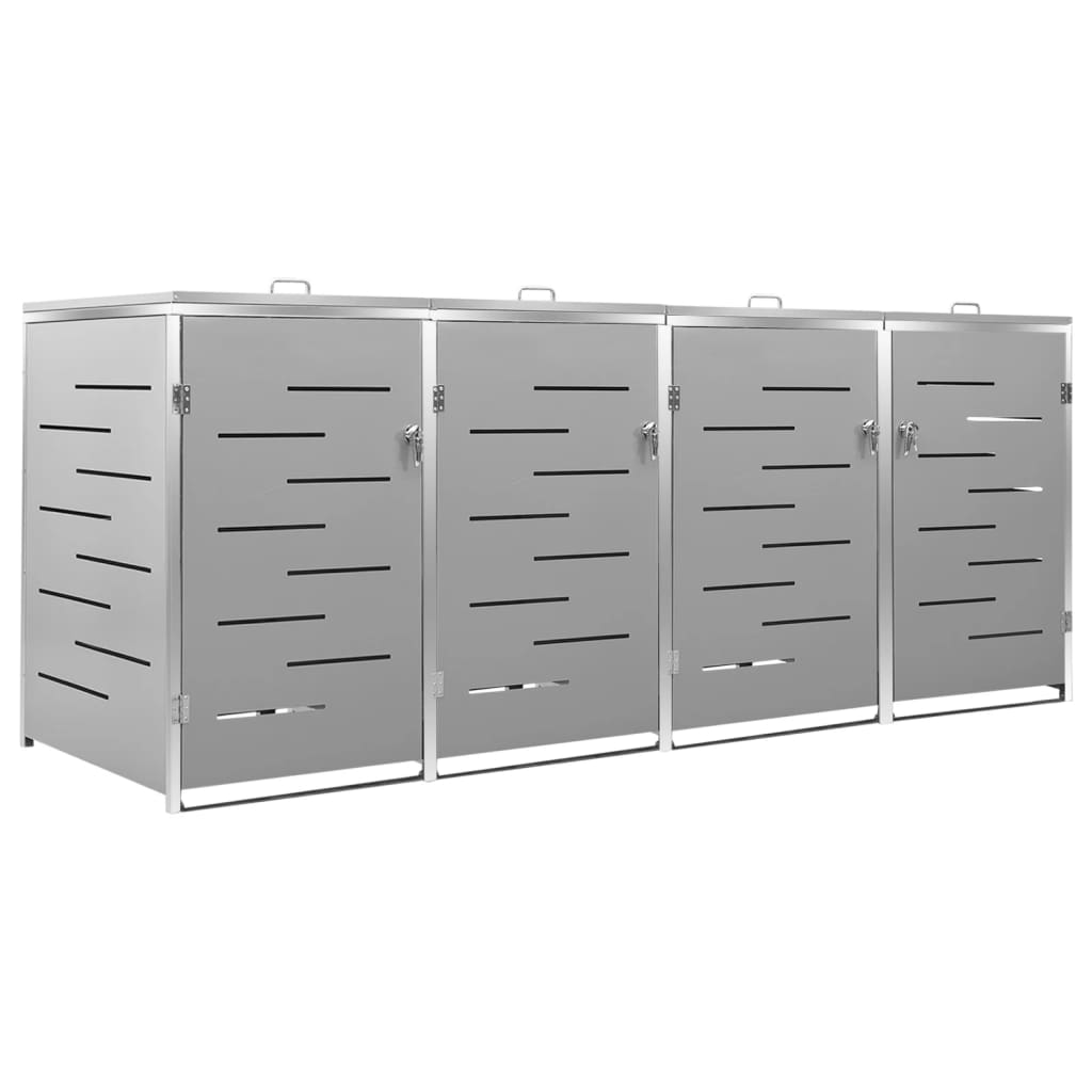 Mülltonnenbox für 4 Tonnen 276,5x77,5x112,5 cm Edelstahl - Pazzar.ch