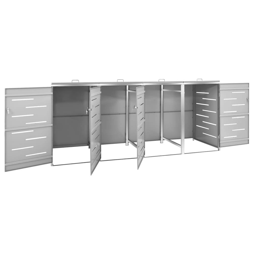 Mülltonnenbox für 4 Tonnen 276,5x77,5x112,5 cm Edelstahl - Pazzar.ch