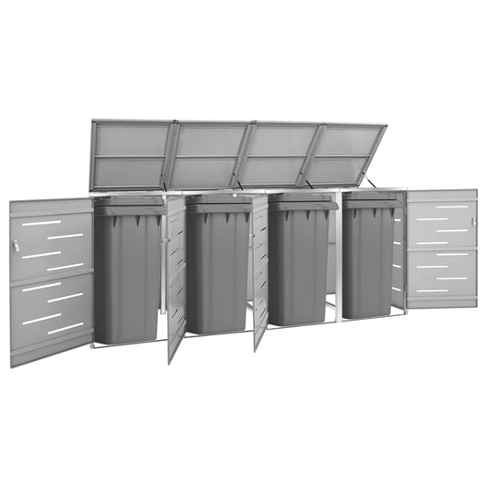 Mülltonnenbox für 4 Tonnen 276,5x77,5x112,5 cm Edelstahl - Pazzar.ch