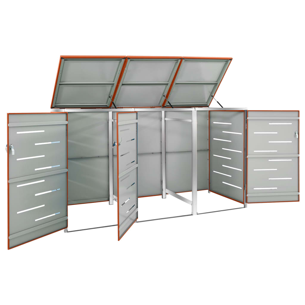 Mülltonnenbox für 3 Tonnen 207x77,5x112,5 cm Edelstahl - Pazzar.ch