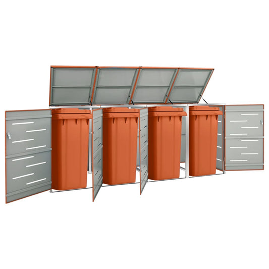 Mülltonnenbox für 4 Tonnen 276,5x77,5x112,5 cm Edelstahl - Pazzar.ch