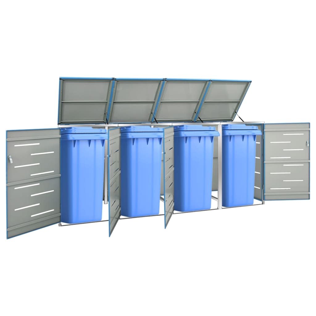 Mülltonnenbox für 4 Tonnen 276,5x77,5x112,5 cm Edelstahl - Pazzar.ch