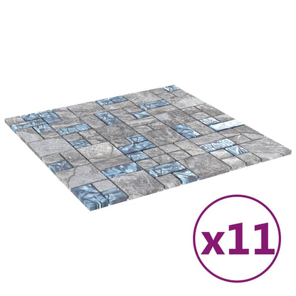 Mosaikfliesen 11 Stk. Grau Blau 30x30 cm Glas - Pazzar.ch
