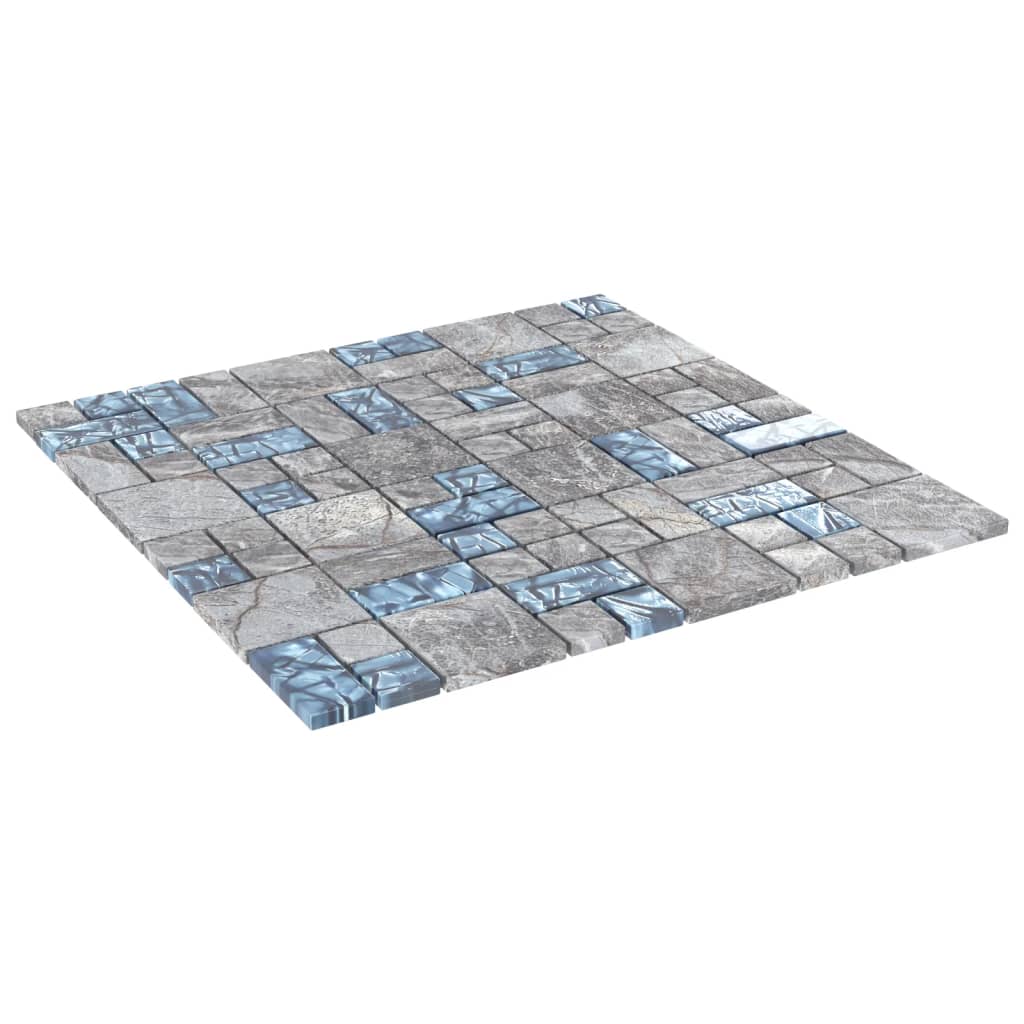 Mosaikfliesen 11 Stk. Grau Blau 30x30 cm Glas - Pazzar.ch