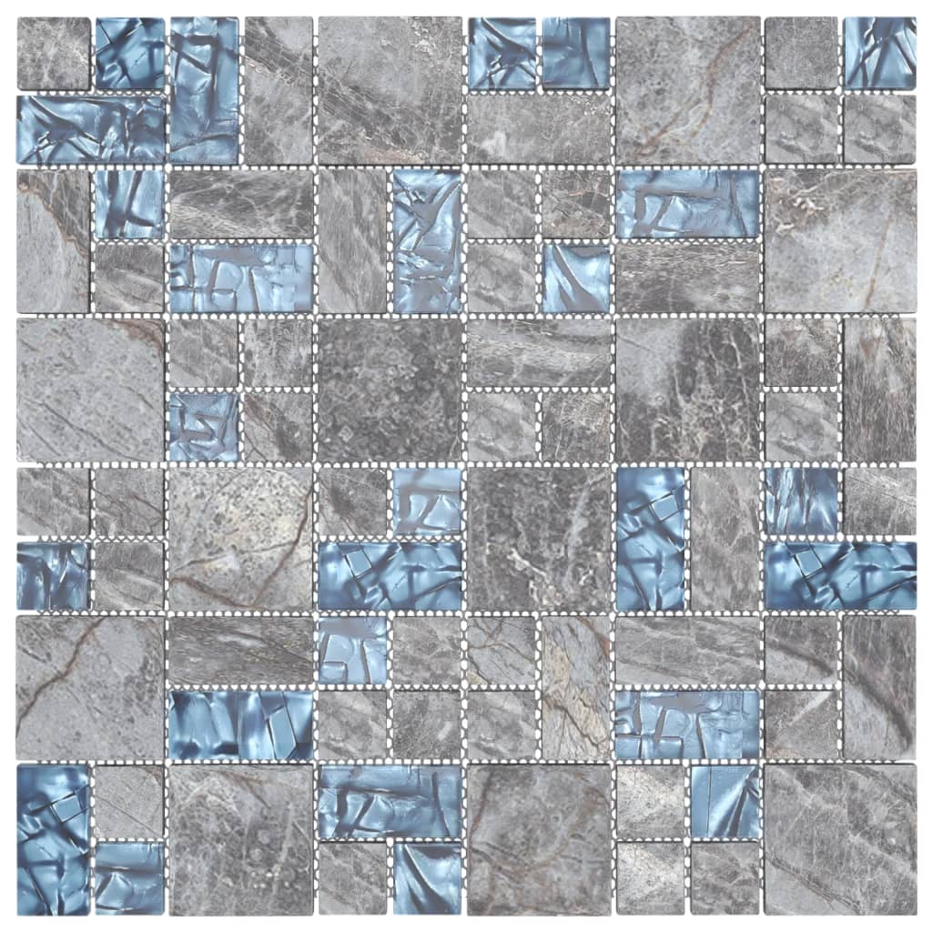 Mosaikfliesen 11 Stk. Grau Blau 30x30 cm Glas - Pazzar.ch