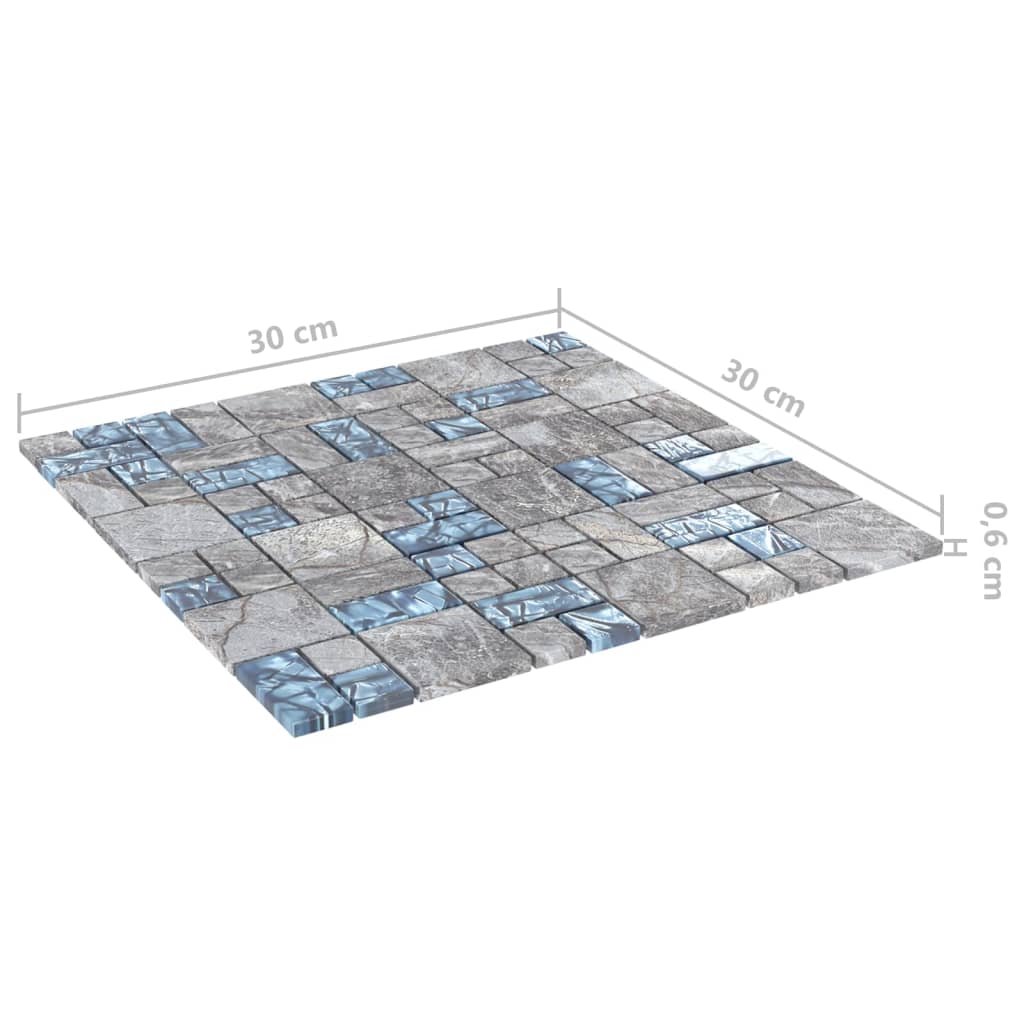 Mosaikfliesen 22 Stk. Grau Blau 30x30 cm Glas - Pazzar.ch