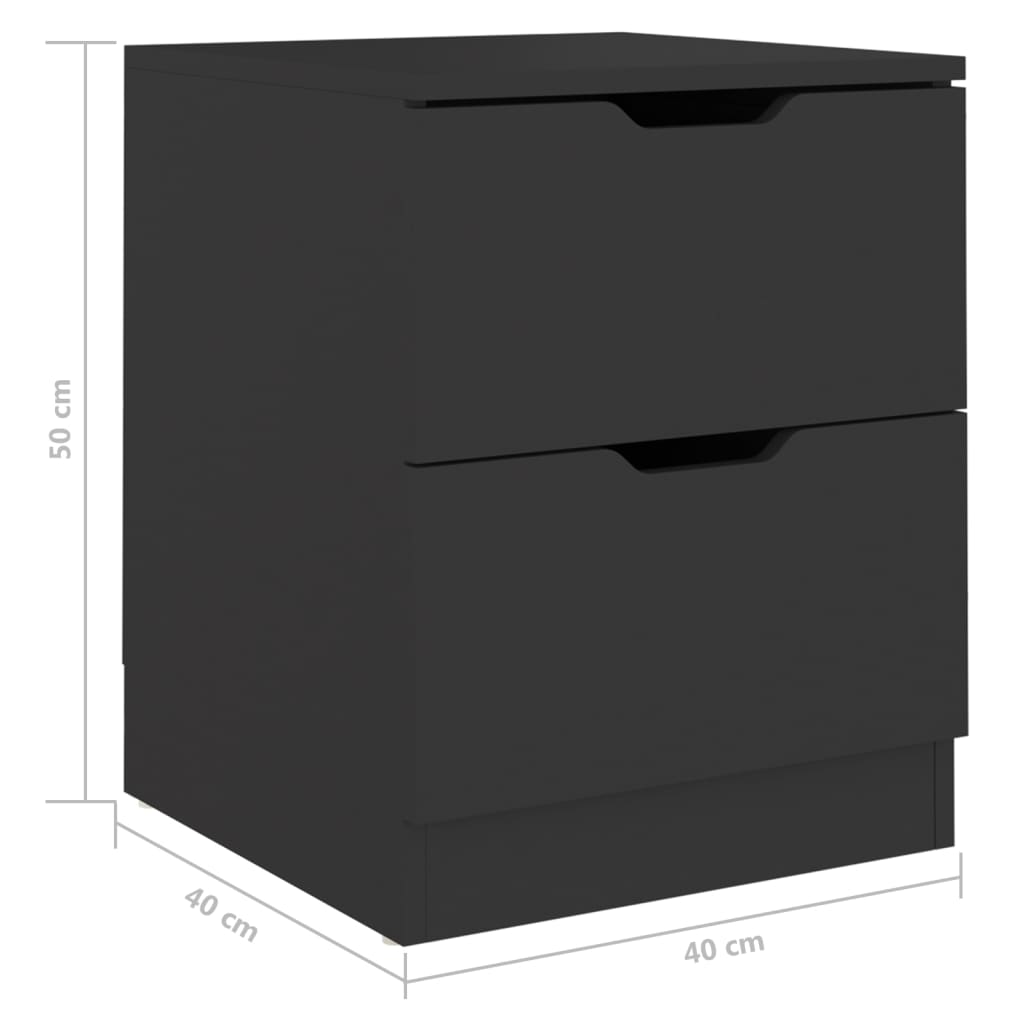 Nachttische 2 Stk. Schwarz 40x40x50 cm Spanplatte - Pazzar.ch