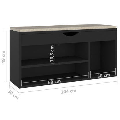 Schuhbank mit Kissen Schwarz 104x30x49 cm Holzwerkstoff - Pazzar.ch