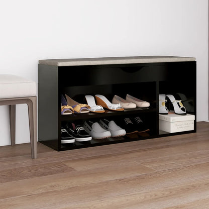 Schuhbank mit Kissen Schwarz 104x30x49 cm Holzwerkstoff - Pazzar.ch