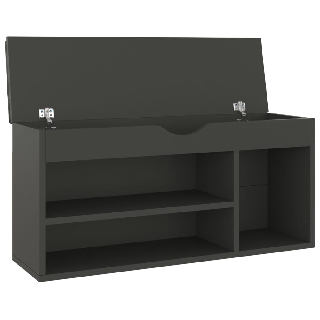 Schuhbank mit Kissen Grau 104x30x49 cm Holzwerkstoff - Pazzar.ch