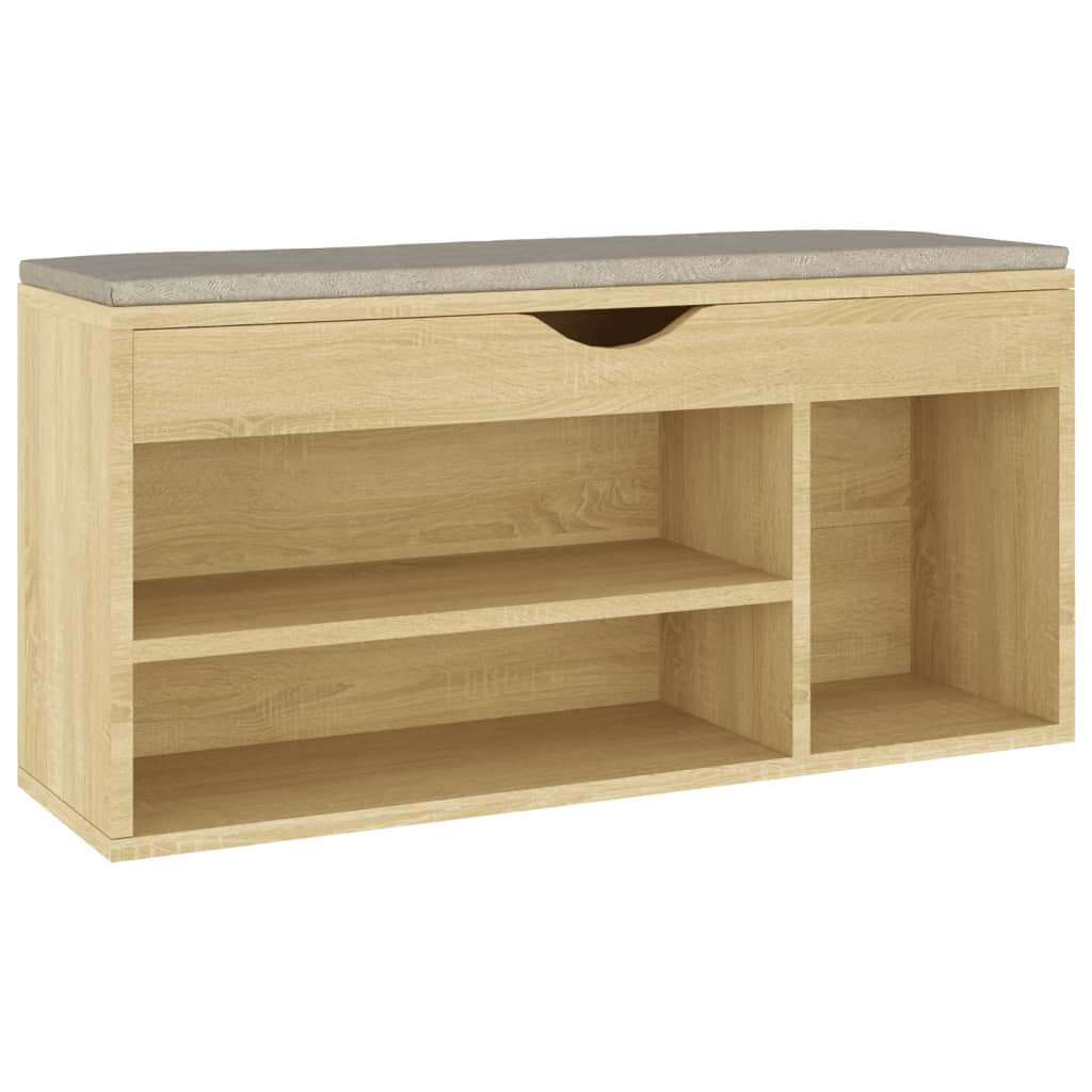 Schuhbank mit Kissen Sonoma-Eiche 104x30x49 cm Holzwerkstoff - Pazzar.ch