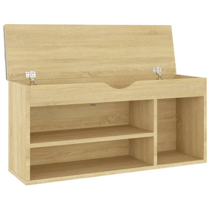 Schuhbank mit Kissen Sonoma-Eiche 104x30x49 cm Holzwerkstoff - Pazzar.ch