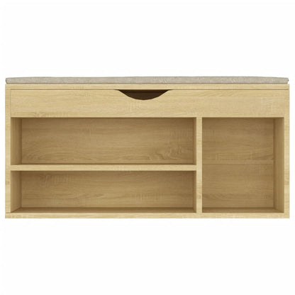 Schuhbank mit Kissen Sonoma-Eiche 104x30x49 cm Holzwerkstoff - Pazzar.ch