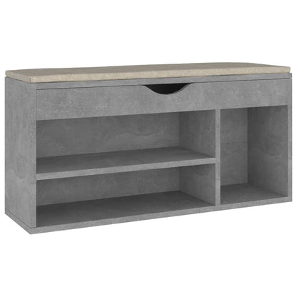 Schuhbank mit Kissen Betongrau 104x30x49 cm Holzwerkstoff - Pazzar.ch