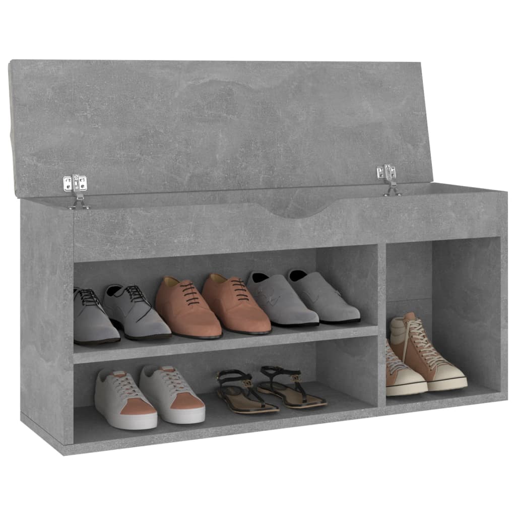 Schuhbank mit Kissen Betongrau 104x30x49 cm Holzwerkstoff - Pazzar.ch