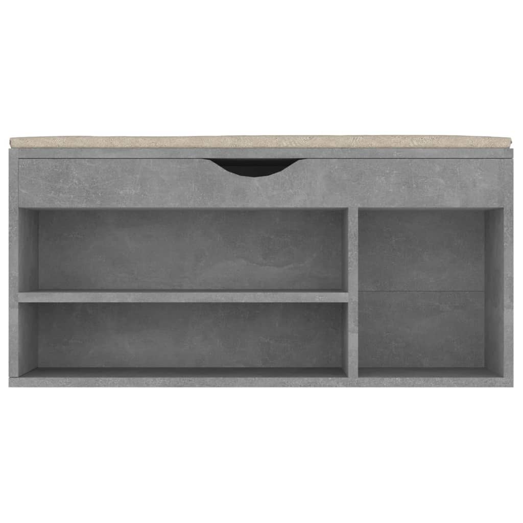 Schuhbank mit Kissen Betongrau 104x30x49 cm Holzwerkstoff - Pazzar.ch